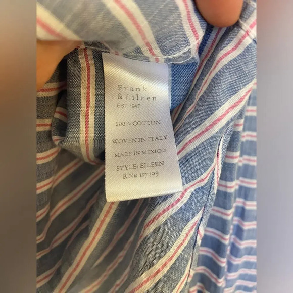 Frank & Eileen Long Sleeve Eileen Striped Button Down Pink & Blue Medium - Picture 7 of 10